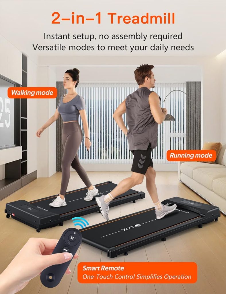 Olook Walking Pad Under Desk Treadmill for Home Office Exercise | Mini Compact Treadmill with LED Display Remote Control 220lbs Weight Capacity
