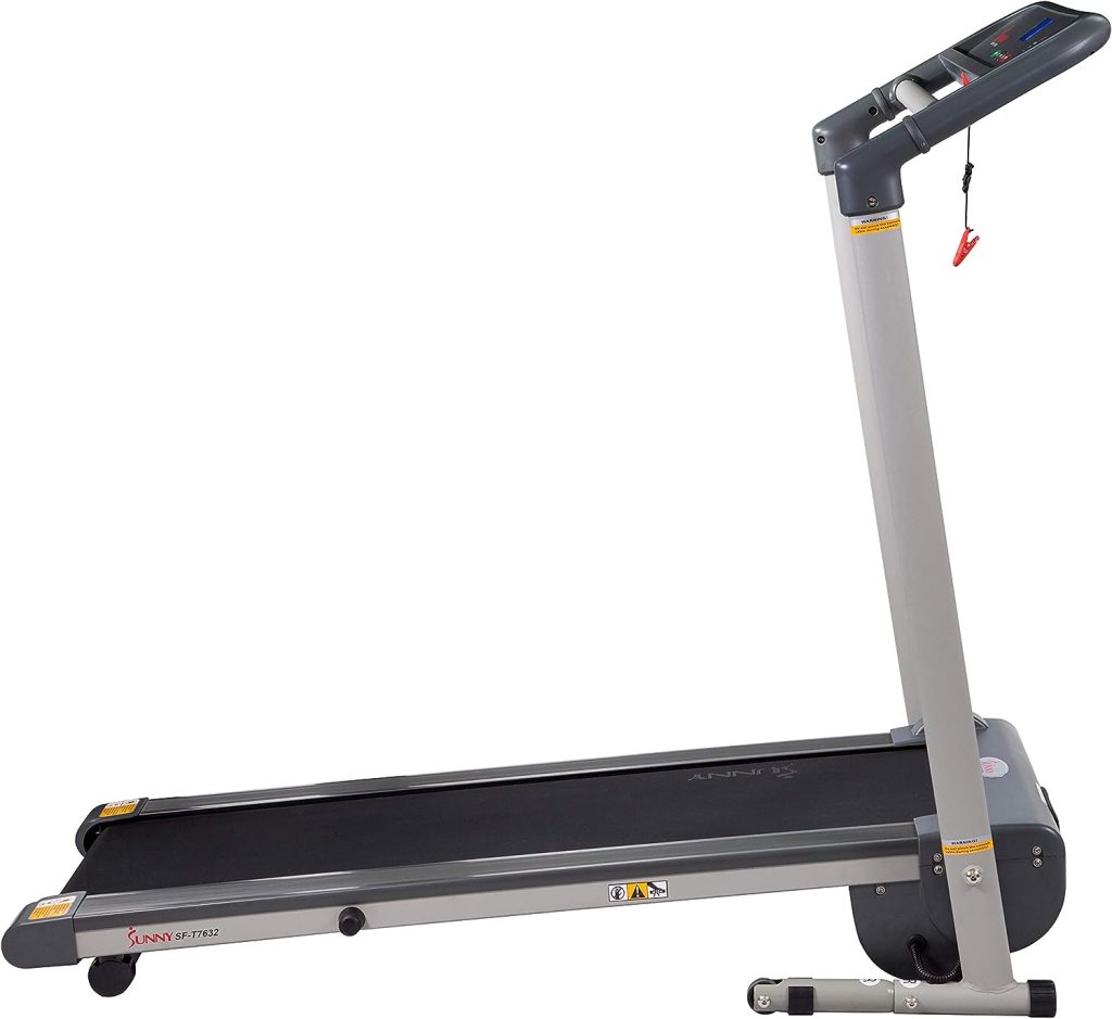 Sunny Health  Fitness Folding Compact Motorized Treadmill - LCD Display, Shock Absorption and 220 LB Max Weight - SF-T7632,Gray