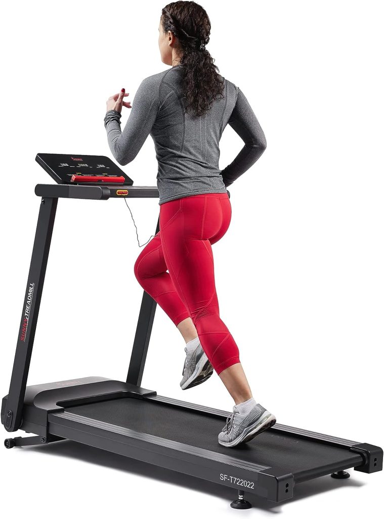 Sunny Health  Fitness Interactive Slim Folding Treadmill with 12-Level Auto Incline, Advanced Brushless Technology  Exclusive SunnyFit App Enhanced Bluetooth Connectivity – SF-T722022