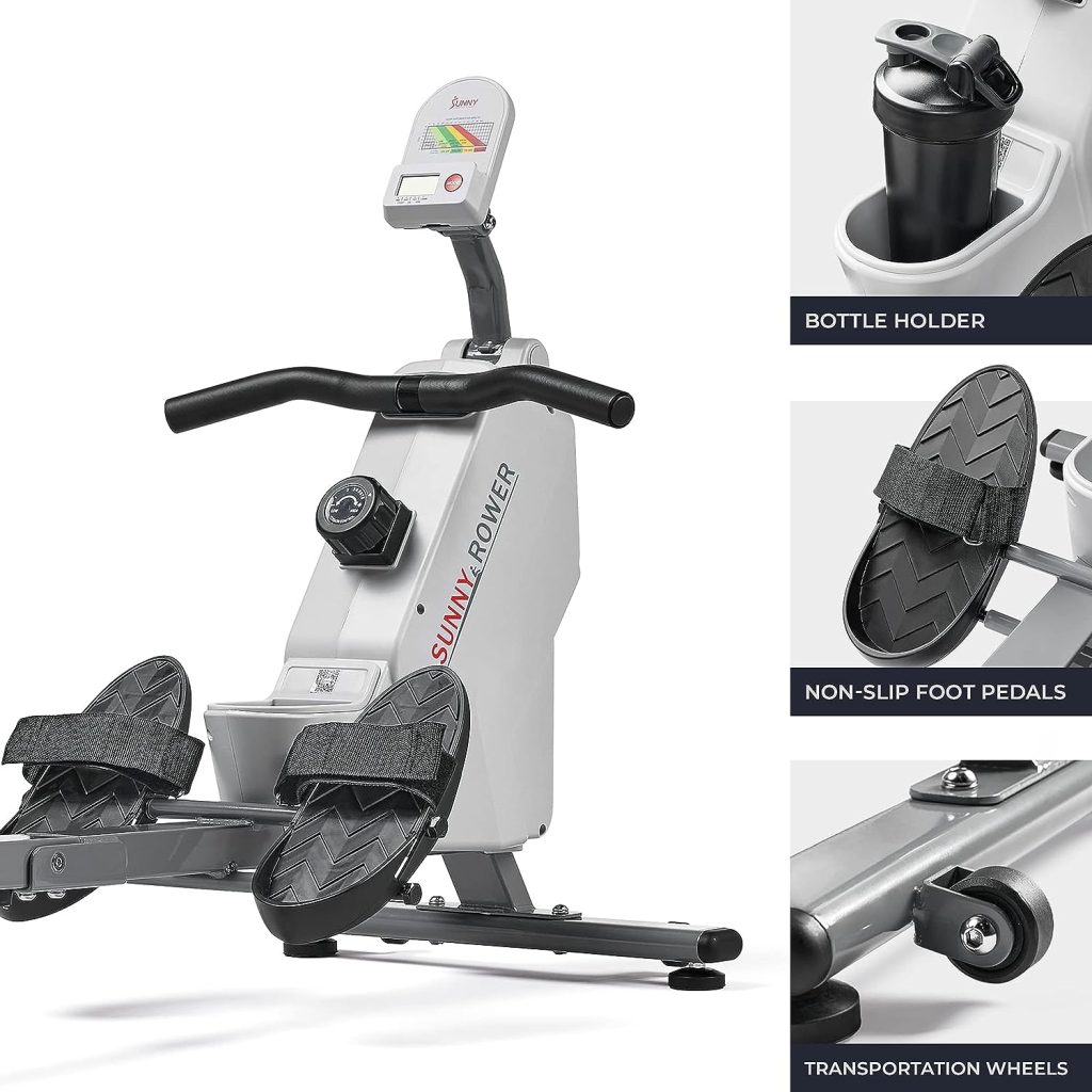 Sunny Health  Fitness Smart Compact Magnetic Rowing Machine with Exclusive SunnyFit® App Enhanced Bluetooth Connectivity – SF-RW521020