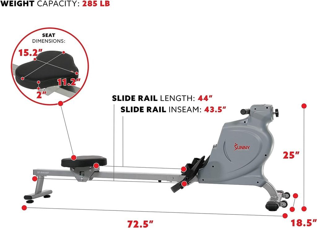 Sunny Health  Fitness Space Efficient Multi-Function Magnetic Rowing Machine