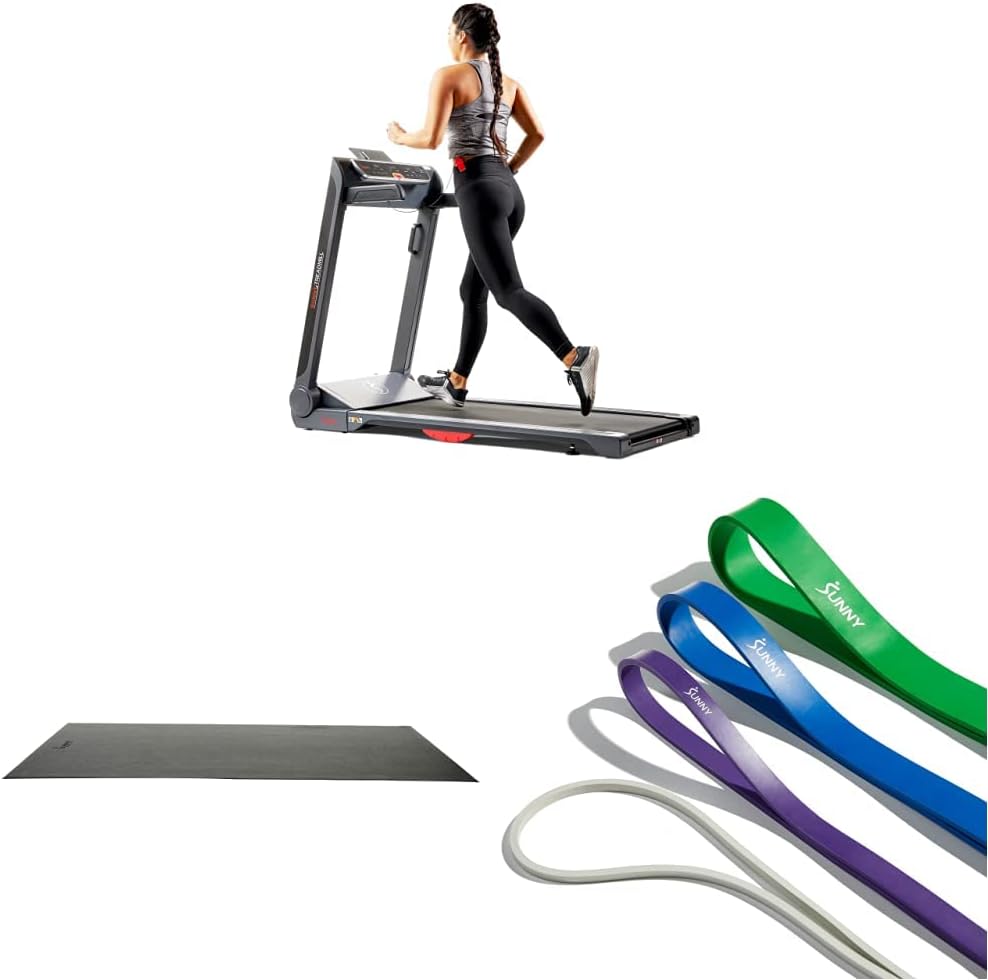 Sunny Health  Fitness Strider Foldable Treadmill, 20-Inch Wide Running Belt with Optional Exclusive SunnyFit® App and Enhanced Bluetooth Connectivity - SF-T7718SMART