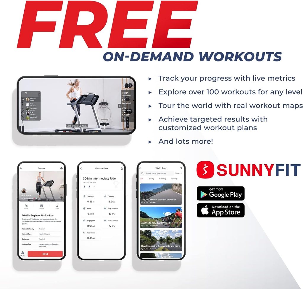 Sunny Health  Fitness Treadpad™ HELIUS LITE Premium Dual Mode Walking/Running Treadmill with Advanced Brushless Technology  Exclusive SunnyFit® App Enhanced Bluetooth Connectivity - SF-T722051