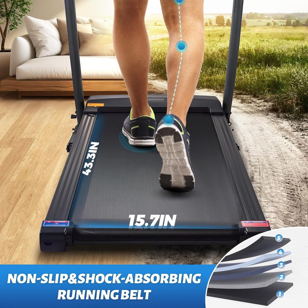 Treadmill Foldable Treadmill with Incline 300 lb Capacity 12 Preset Modes 3 Manual Modes with 2.5 HP Quiet LED Screen Bluetooth Connect Folding Treadmill