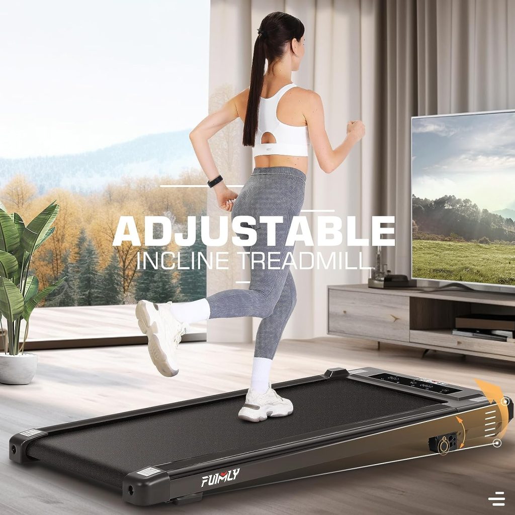 Walking Pad Under Desk Treadmill 2.5HP Folding Treadmill with Incline, 2 in 1 Treadmills for Home Office with LED Touch Screen | Remote Control | Max 300lbs Weight Capacity | Installation-Free
